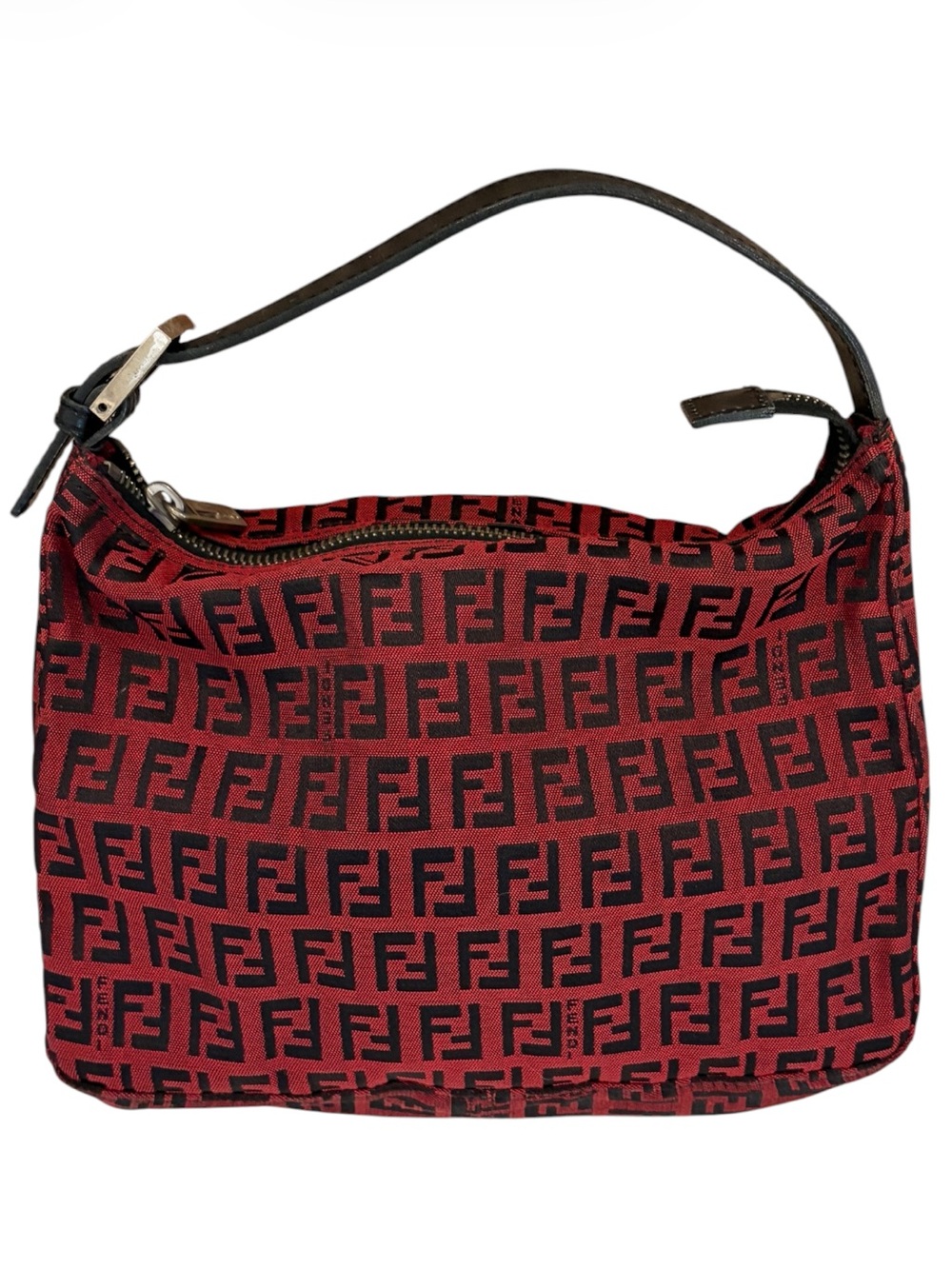 FENDI Baguette Bag FF Canvas Shoulder Bag